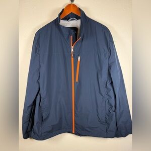 Nautical Navy Blue Orange Windbreaker Water Resistant Sailing XL FLAWED